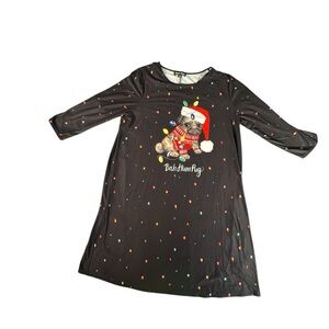 Dressworks Black Christmas Pug Dress Lights Print Women’s Large Holiday Novelty